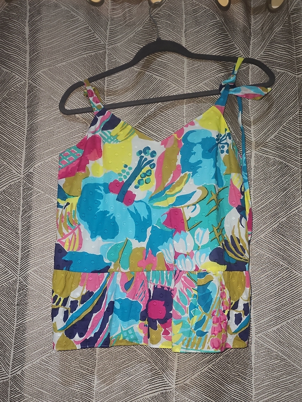 J. Crew Girls Floral Tie-Shoulder Tank in Bright Blue, Pink, Yellow, Green